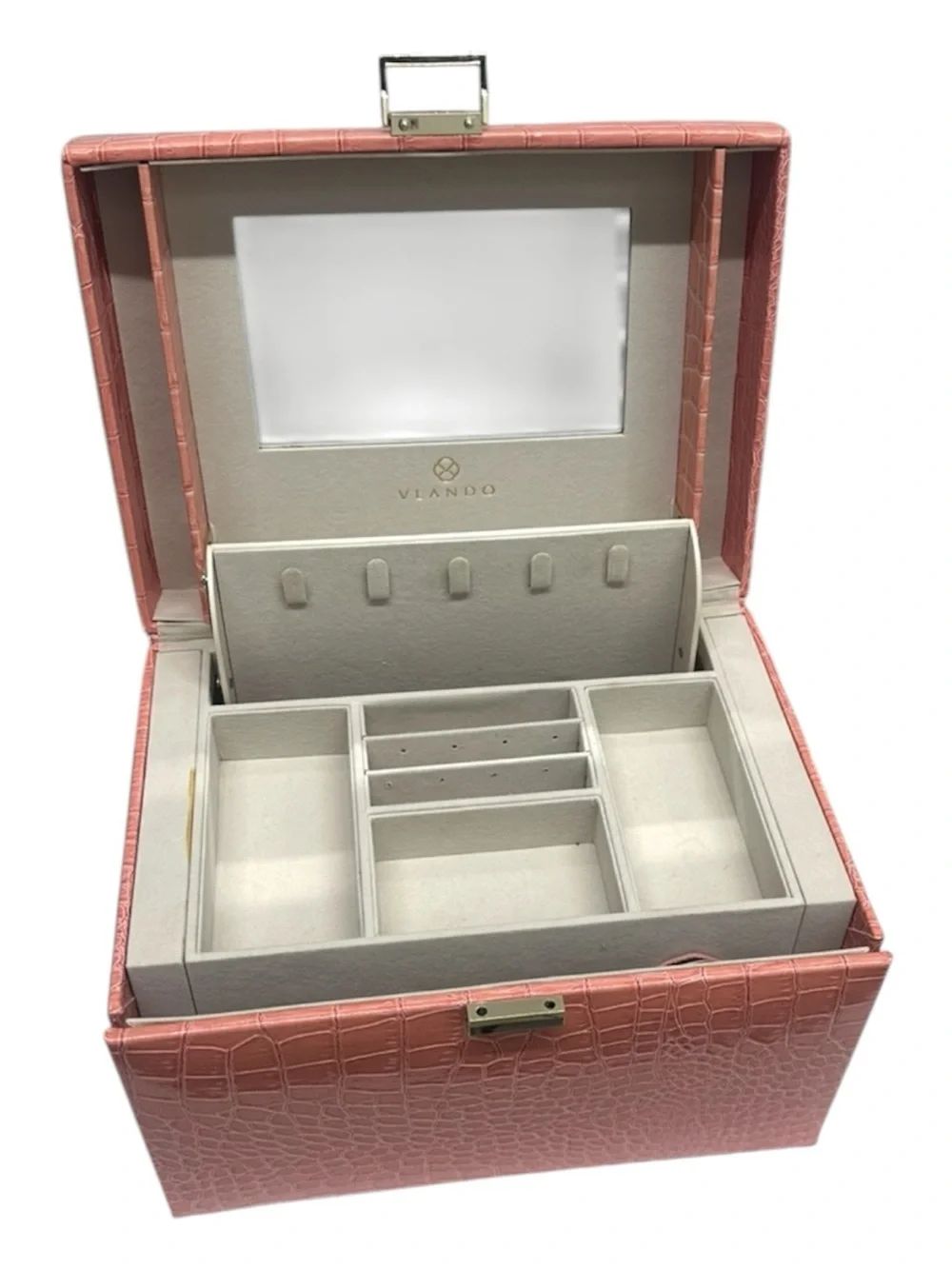 VLANDO Travel Jewelry Case Coral Croc-Embossed